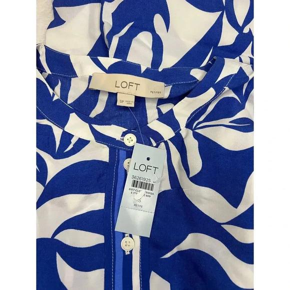 Loft Abstract Swirl Button Tiered Swing Dress NWT Size Small - Picture 7 of 8